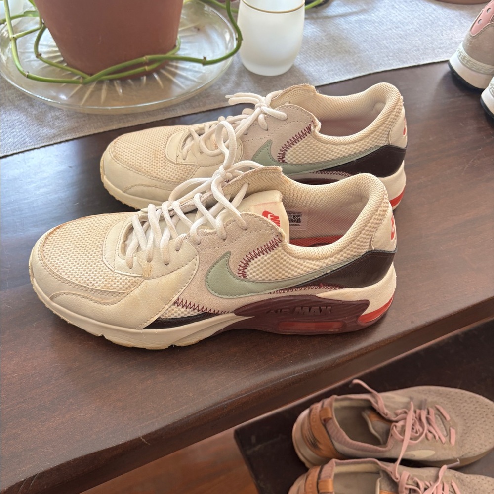 Nike Cream and Red Sneakers with Air Cushioning